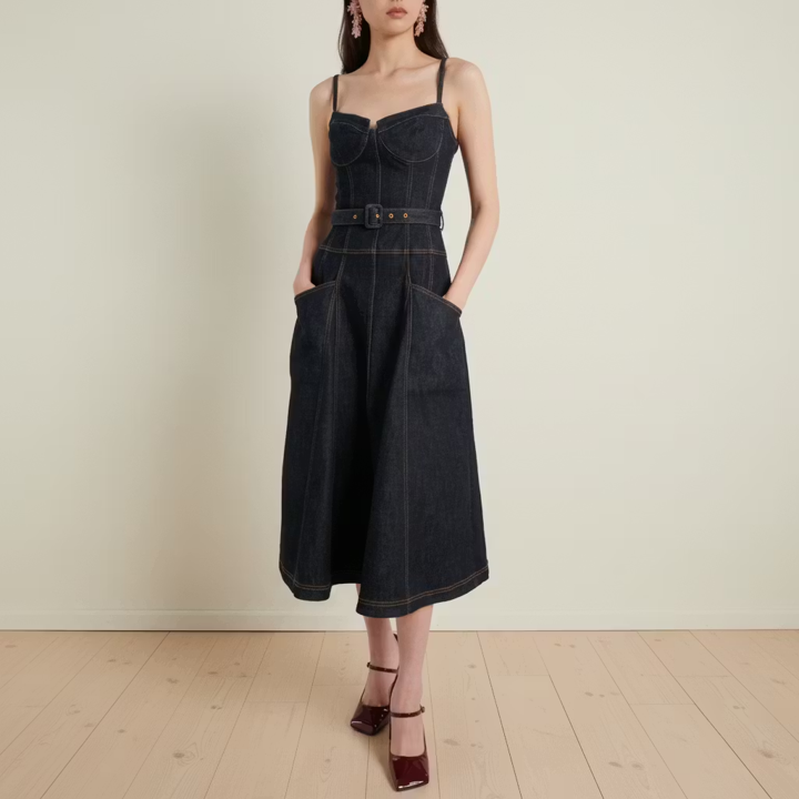 Denim Corset Midi