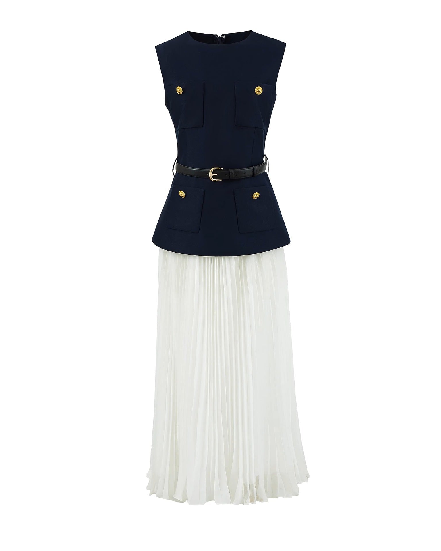 Belted Pleated Midi